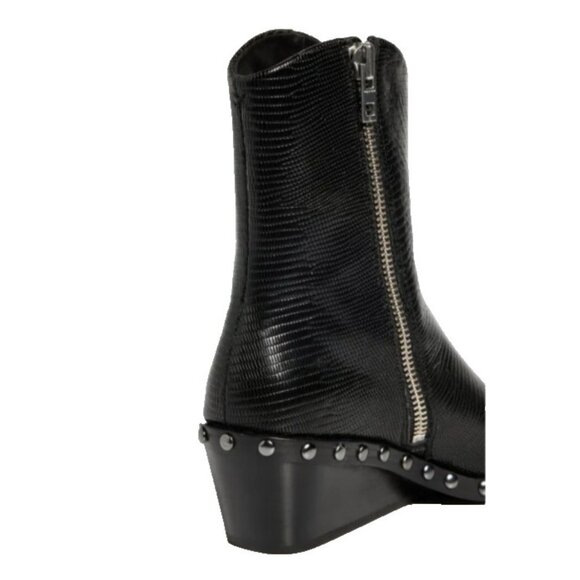 Rag & Bone santiago mid boots Womens black Lizard-embossed calf Size EU 40/US9.5 - Picture 10 of 16